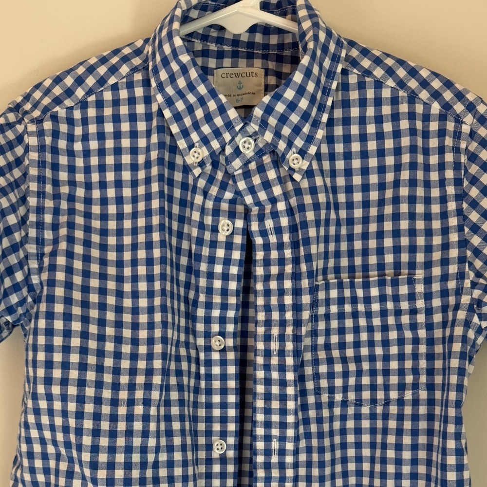 Crewcuts Boys Blue Check Shirt 6–7 - Picture 1 of 5
